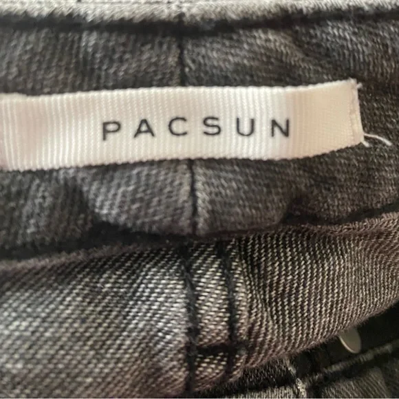 PACSUN heavily distressed mom jeans straight leg medium wash black 22 (not plus) - Picture 6 of 8